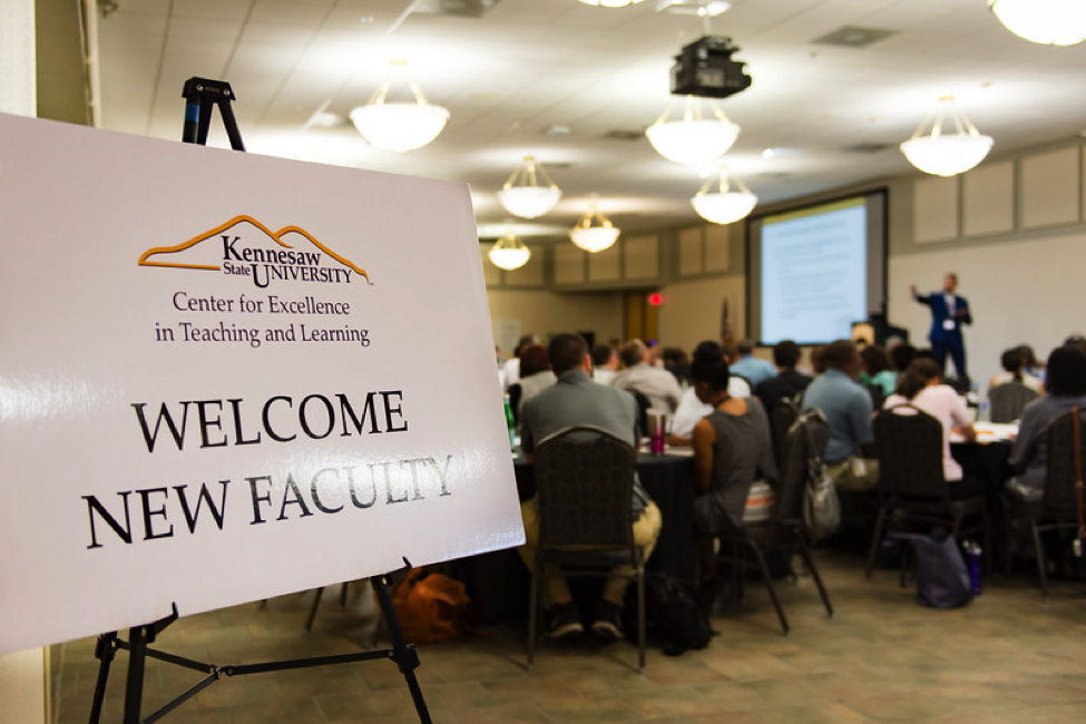 Group picture at new faculty orientation at Kennesaw State University