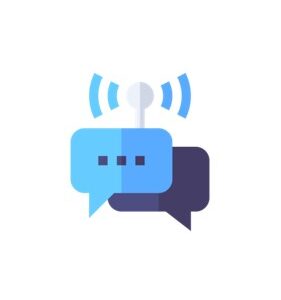 icon of two chat boxes broadcasting